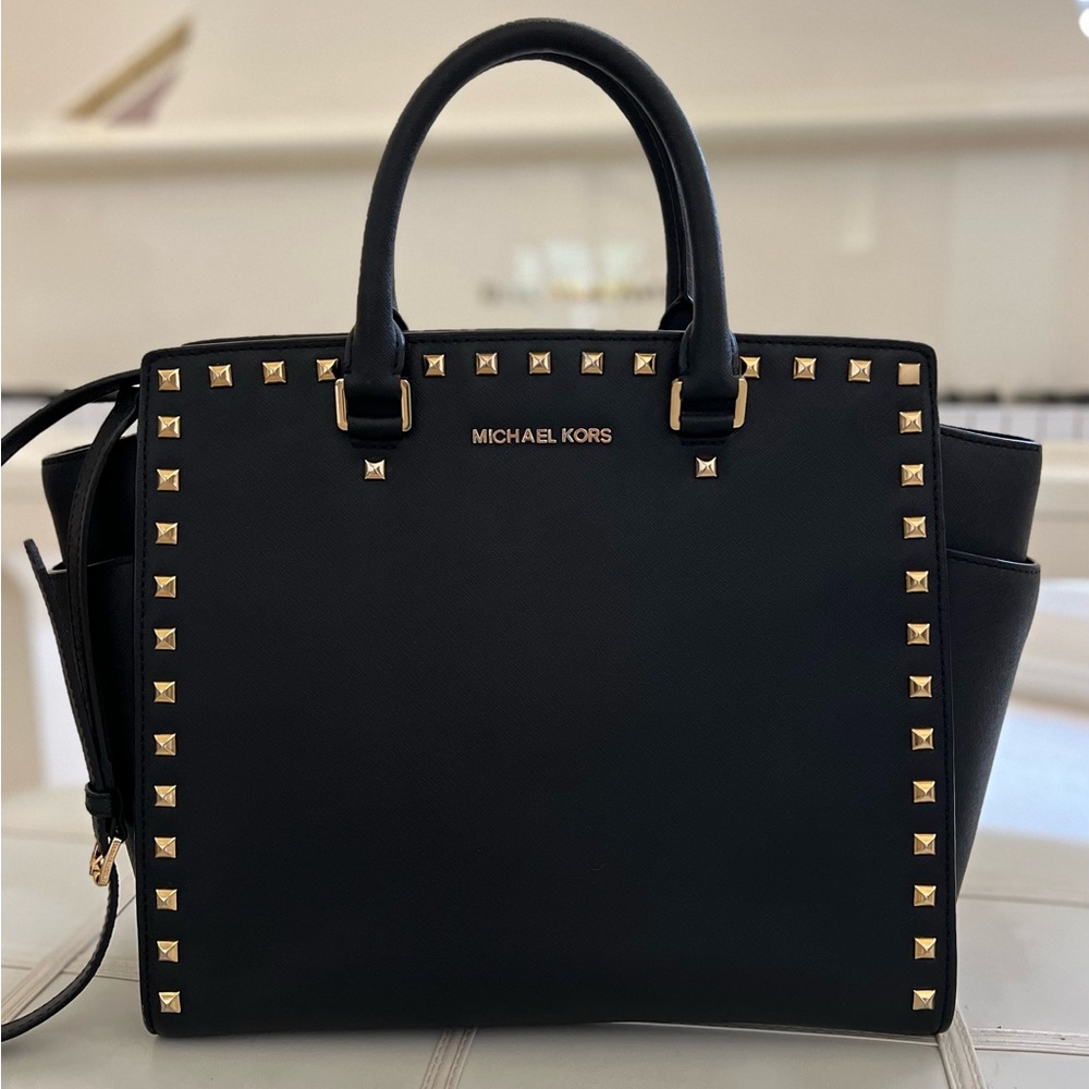 *SALE* Michael Kors❤️Large Black Leather Studded Tote